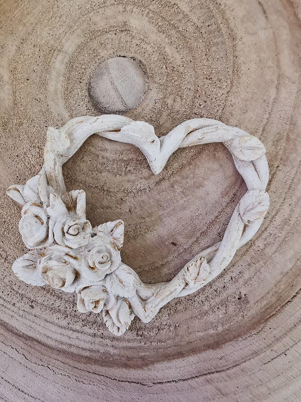 Herz Rosen geflochten creme